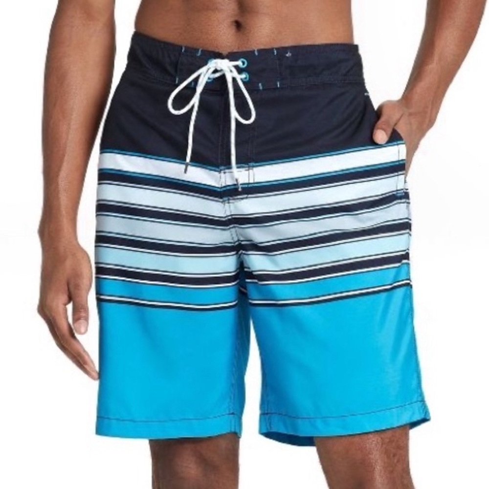 🎉🎉Goodfellow & Co Men's 9" Banded Striped Blue Swim Trunks Small